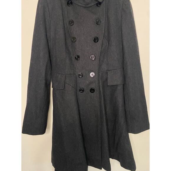 Women's Guess Pea Coat Jacket Long Wool Blend Buttons Preppy Classic Work Large - Picture 3 of 14